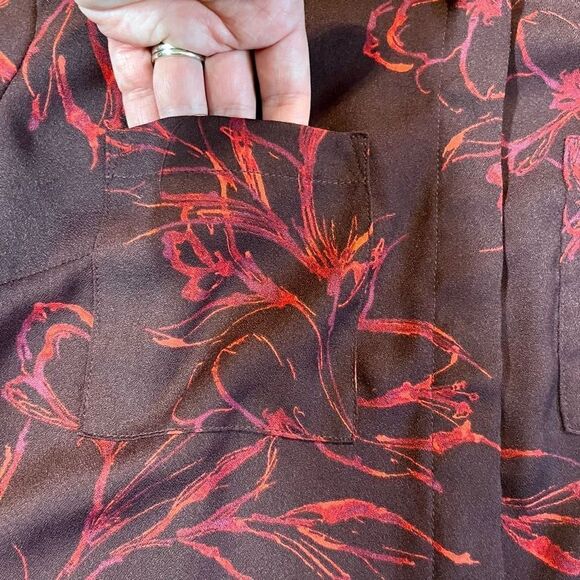 a new day Red Button Up Floral Shirt Size Small - Picture 6 of 11